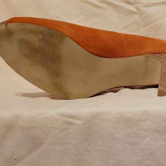 Banana Republic Orange Leather Open Toe Heel Size 7 1/2 - Picture 8 of 9